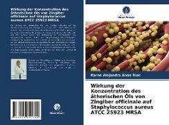 Wirkung der Konzentration des ätherischen Öls von Zingiber officinale auf Staphylococcus aureus ATCC 25923 MRSA