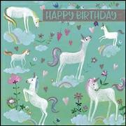 Doppelkarte. Mini - Happy Birthday (Pferde)