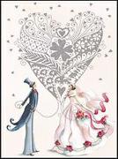 Doppelkarte. Mini - Brautpaar mit Herz