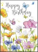 Doppelkarte. Mini - Happy Birthday (Blumen)