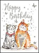 Doppelkarte. Mini - Happy birthday (Katzen)