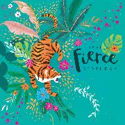 Doppelkarte. Tropics - Fierce Birthday / Tiger