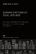 German Criticism of Zola 1875¿1893