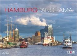Hamburg Panorama Postkartenkalender 2023. Reise-Kalender mit 12 atemberaubenden Postkarten der Hansestadt. Städte-Kalender 2023. 23x17 cm. Querformat