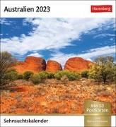 Australien Sehnsuchtskalender 2023. Kleiner Kalender mit Urlaubsfeeling: 53 Postkarten mit Fotos der australischen Landschaft in einem Tischkalender