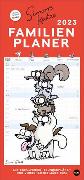 Simons Katze Familienplaner 2023. Familienkalender mit 5 Spalten. Humorvoll illustrierter Familien-Wandkalender mit Schulferien und Stundenplänen