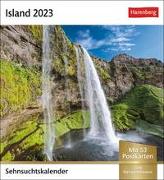 Island Sehnsuchtskalender 2023. Fernweh in einem kleinen Kalender zum Aufstellen. Die schönsten Landschaften Islands als Postkarten in einem Tischkalender