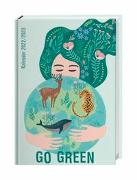 Go Green 17-Monats-Kalenderbuch A5 2022 / 2023. Schülerkalender und praktischer Terminplaner im Taschenformat mit Fokus auf Umweltschutz. Nachhaltiger Buchkalender 2022/2023