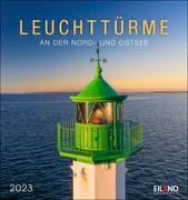 Leuchttürme Postkartenkalender 2023. Eiland-Leuchtturm-Kalender mit 12 Farbfotos der Nordsee- und Ostseeküste. Kalender 2023 mit Postkarten zum Aufstellen und Aufhängen