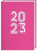 Neon Pink Kalenderbuch A5 2023. Taschenplaner in knalligem Pink - ein praktischer Blickfang! Cheftimer 2023 mit viel Raum für Notizen. Buch-Kalender mit Wochenkalendarium