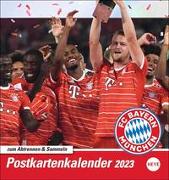 FC Bayern München Postkartenkalender 2023. Monats-Tischkalender zum Aufstellen mit den Stars des FC Bayern. Ein kleiner Fotokalender mit Postkarten zum Versenden an Fußballfans