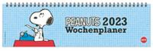 Peanuts Wochenquerplaner 2023. Kultiger Tischkalender für den Arbeitsplatz. Spiral-Kalender mit Snoopy, Charlie Brown und Co. Wochenplaner 2023 quer