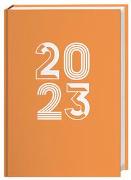 Neon Orange Kalenderbuch A5 2023. Taschenplaner in Neonorange - ein praktischer Blickfang! Cheftimer 2023 mit viel Raum für Notizen. Buch-Kalender mit Wochenkalendarium