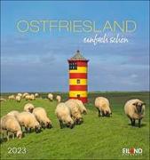 Ostfriesland einfach schön Postkartenkalender 2023. Schafe, Leuchttürme und Meer: Urlaubsfeeling in einem kleinen Kalender zum Aufstellen. Ostfriesland in einem Postkarten-Fotokalender