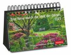 Eine Reise durch die Welt der Gärten Premiumkalender 2023. Tischkalender mit 365 Fotos idyllischer Gärten. Farbenprächtiger Aufstellkalender 2023. Garten-Kalender für jeden Tag