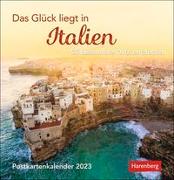 Das Glück liegt in Italien Postkartenkalender 2023. Kleiner Wochen-Kalender mit 53 besonderen Orten. Stimmungsvolle Foto-Motive zum Aufhängen und Aufstellen