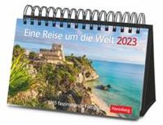 Eine Reise um die Welt Premiumkalender 2023. Tages-Tischkalender zum Umklappen, mit faszinierenden Aufnahmen aus aller Welt. Hochwertiger Foto-Tischkalender 2023