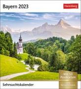 Bayern Sehnsuchtskalender 2023. Eine Rundreise durch ländliche Idylle. 53 Postkarten in einem kleinen Kalender zum Aufstellen oder Aufhängen. Postkarten-Kalender Bayern