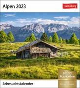 Alpen Sehnsuchtskalender 2023. 53 Postkarten in einem Fotokalender für Bergfreunde. Beeindruckende Panoramen in einem kleinen Kalender zum Aufstellen