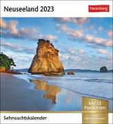 Neuseeland Sehnsuchtskalender 2023. Ein kleiner Kalender mit einer Rundreise in Bildern. Wochenkalender mit 53 Postkarten zum Sammeln und Verschicken. Auch zum Aufhängen