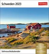 Schweden Sehnsuchtskalender 2023. Kleiner Kalender zum Aufstellen oder Aufhängen für Urlaubsstimmung auf dem Schreibtisch. Postkarten-Fotokalender: 53 Motive zum Sammeln und Verschicken