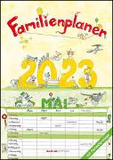 Familienplaner Cartoon 2023 - Familienkalender A3 (29,7x42 cm) - mit 6 Spalten, Ferienterminen (DE/AT/CH) und viel Platz für Notizen - Wandkalender