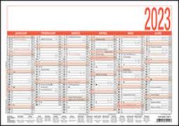 Arbeitstagekalender 2023 - A4 (29,7 x 21 cm) - 6 Monate auf 1 Seite - Tafelkalender - Plakatkalender - Jahresplaner - 907-0000