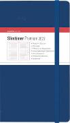 Slimtimer Premium Blue 2023 - Taschen-Kalender 9x15,6 cm - mit Verschlussband & Falttasche - Balacron Einband - Weekly - 128 Seiten - Alpha Edition
