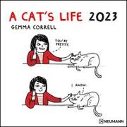A Cat's Life 2023 - Wand-Kalender - Broschüren-Kalender - 30x30 - 30x60 geöffnet - Katzen - Cartoon