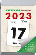Tagesabreißkalender L 2023 - 6,6x9,9 cm - 1 Tag auf 1 Seite - mit Sudokus, Rezepten, Rätseln uvm. auf den Rückseiten - Bürokalender 304-0000