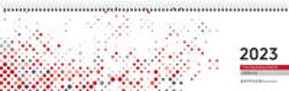 Tischquerkalender Perfo XL rot 2023 - 36,2x10,6 cm - 1 Woche auf 2 Seiten - Stundeneinteilung 7 - 20 Uhr - jeder Tag einzeln abtrennbar - 136-0013