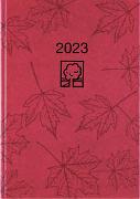 Taschenkalender rot 2023 - Bürokalender 10,2x14,2 - 1 Tag auf 1 Seite - robuster Kartoneinband - Stundeneinteilung 7-19 Uhr - Blauer Engel - 610-0711