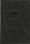 Buchkalender schwarz 2023 - Bürokalender 14,5x21 cm - 1 Tag auf 1 Seite - wattierter Kunststoffeinband - Stundeneinteilung 7 - 19 Uhr - 876-0020
