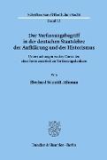 Der Verfassungsbegriff in der deutschen Staatslehre der Aufklärung und des Historismus