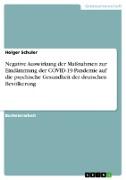 Negative Auswirkung der Maßnahmen zur Eindämmung der COVID-19-Pandemie auf die psychische Gesundheit der deutschen Bevölkerung