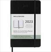 Moleskine 12 Monate Wochenkalender 2023, Pocket/A6, 1 Wo = 2 Seiten, horizontal, Weicher Einband, Schwarz