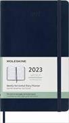 Moleskine 12 Monate Wochenkalender 2023, Large/A5, 1 Wo = 2 Seiten, horizontal, Weicher Einband, Saphir