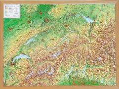 Relief Schweiz 1:500.000 mit Naturholzrahmen