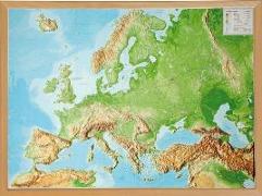 Relief Europa 1:8.000.000 mit Naturholzrahmen