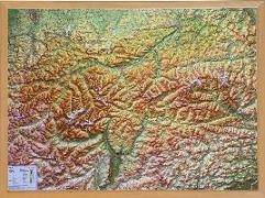 Relief Tirol 1:325.000 mit Naturholzrahmen