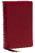 KJV Large Print Single-Column Bible, Personal Size with End-of-Verse Cross References, Red Goatskin Leather, Premier Collection, Red Letter, Comfort Print (Thumb Indexed)