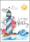 Doppelkarte. Happy birthday (leuchtturm)