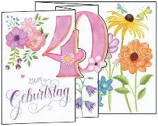 Doppelkarte. Zum 40. Geburtstag (Blumen)