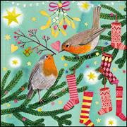 Doppelkarte. Mini - Weihnachtliche Vögel