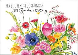 Doppelkarte. Zum Geburtstag (Blumenstrauß)