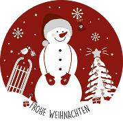 Postkarte. Frohe Weihnachten (Schneemann)