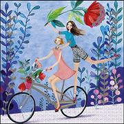 Minidoppelkarte. Zwei Frauen auf einem Fahrrad