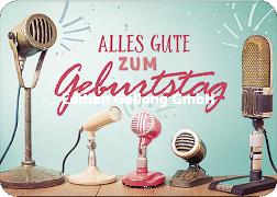 Postkarte. Zum Geburstag (Mikrophone)/ Shutterstock