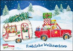 Doppelkarte. Fröhliche Weihnachten (Wohnwagen)