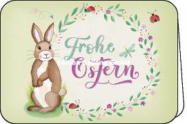 Doppelkarte. Frohe Ostern (Hase) Calliletters.com